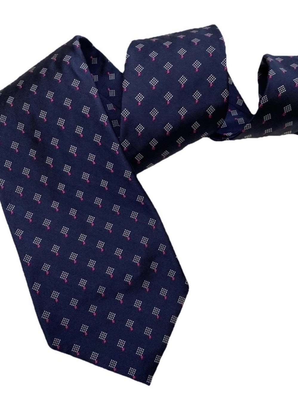 Lauren Ralph Lauren Navy Tie with Pink and White Micro Squares